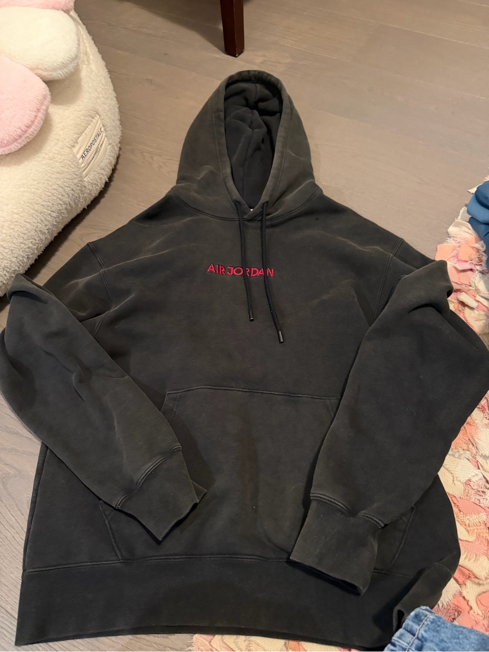 Jordan Black Hoodie with Red 'Air Jordan' Embroidery